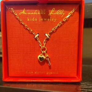 Annabelle Lilly Fine Silver Plated Gold Heart & Key Necklace for Kids